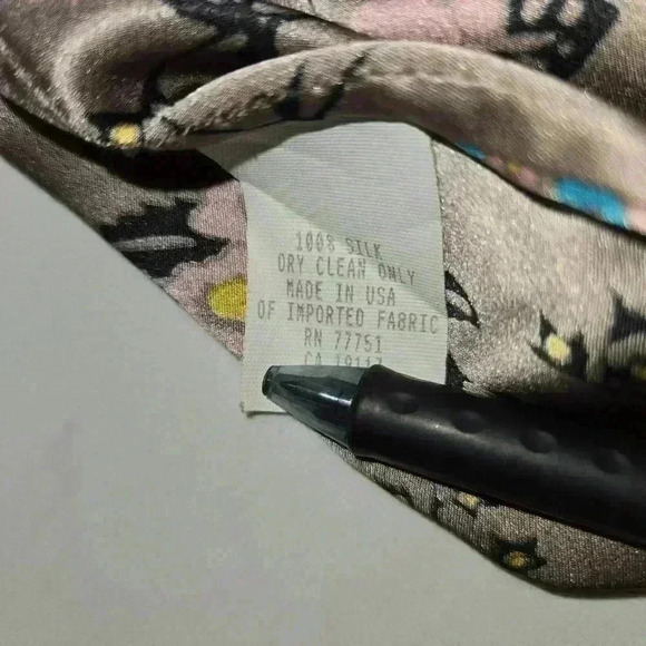 VTG Betsy Johnson Silk Floral Striped Ruffle Black Label Dress Size 4 - Picture 12 of 16